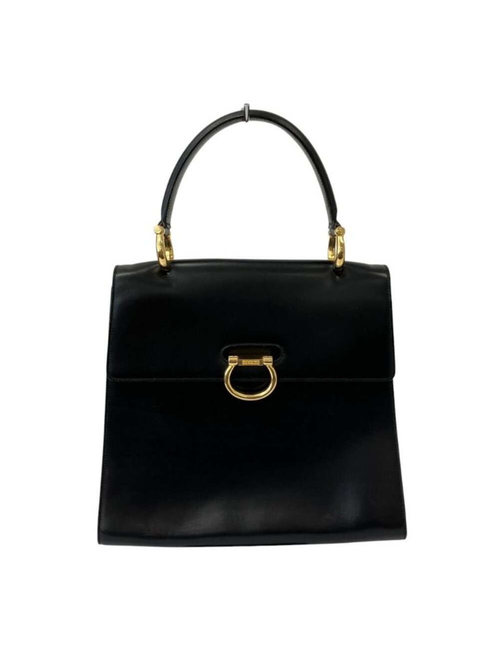Celine Bit Leather Handbag Black Gold Colored